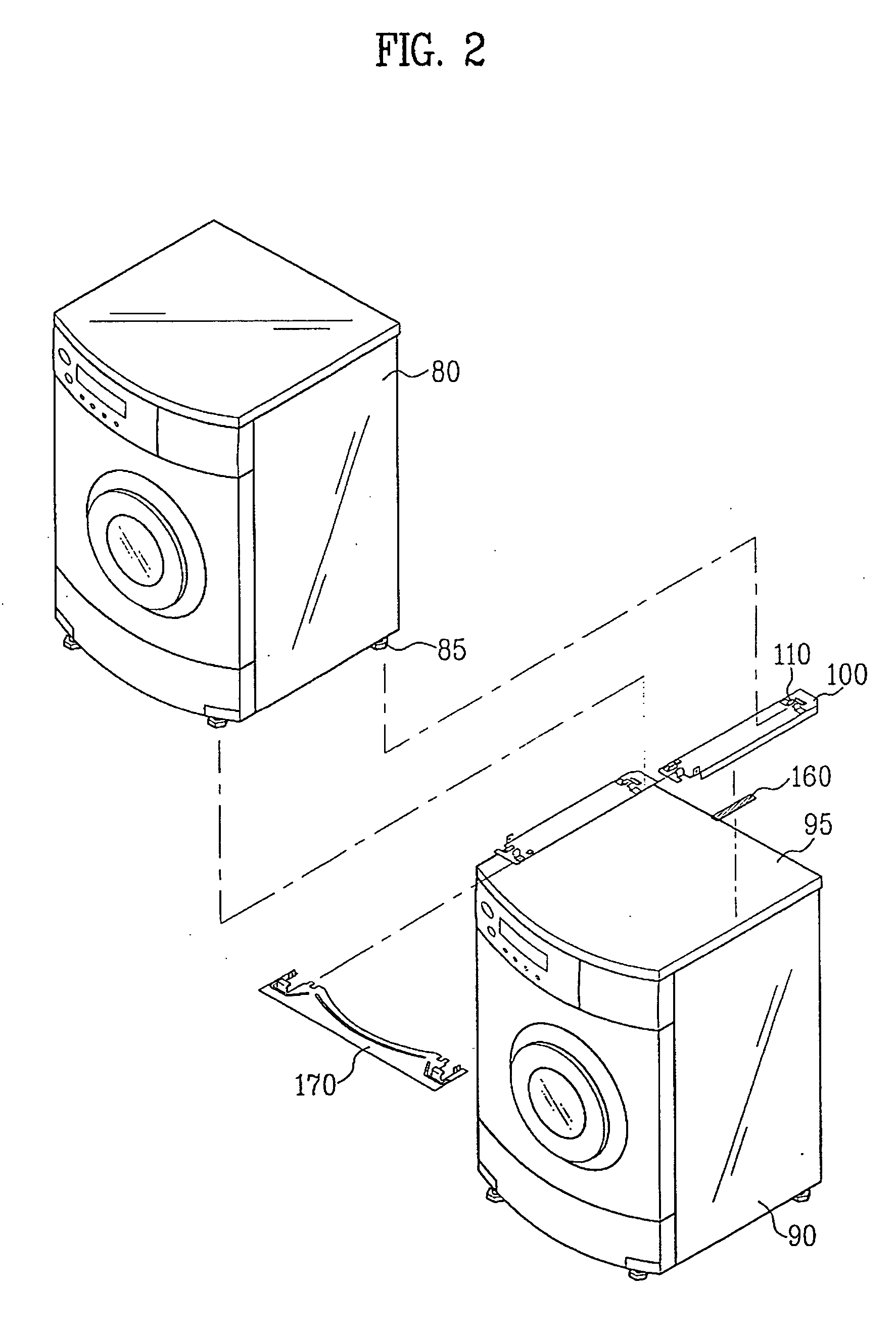 Assembly for stacking washers and dryers