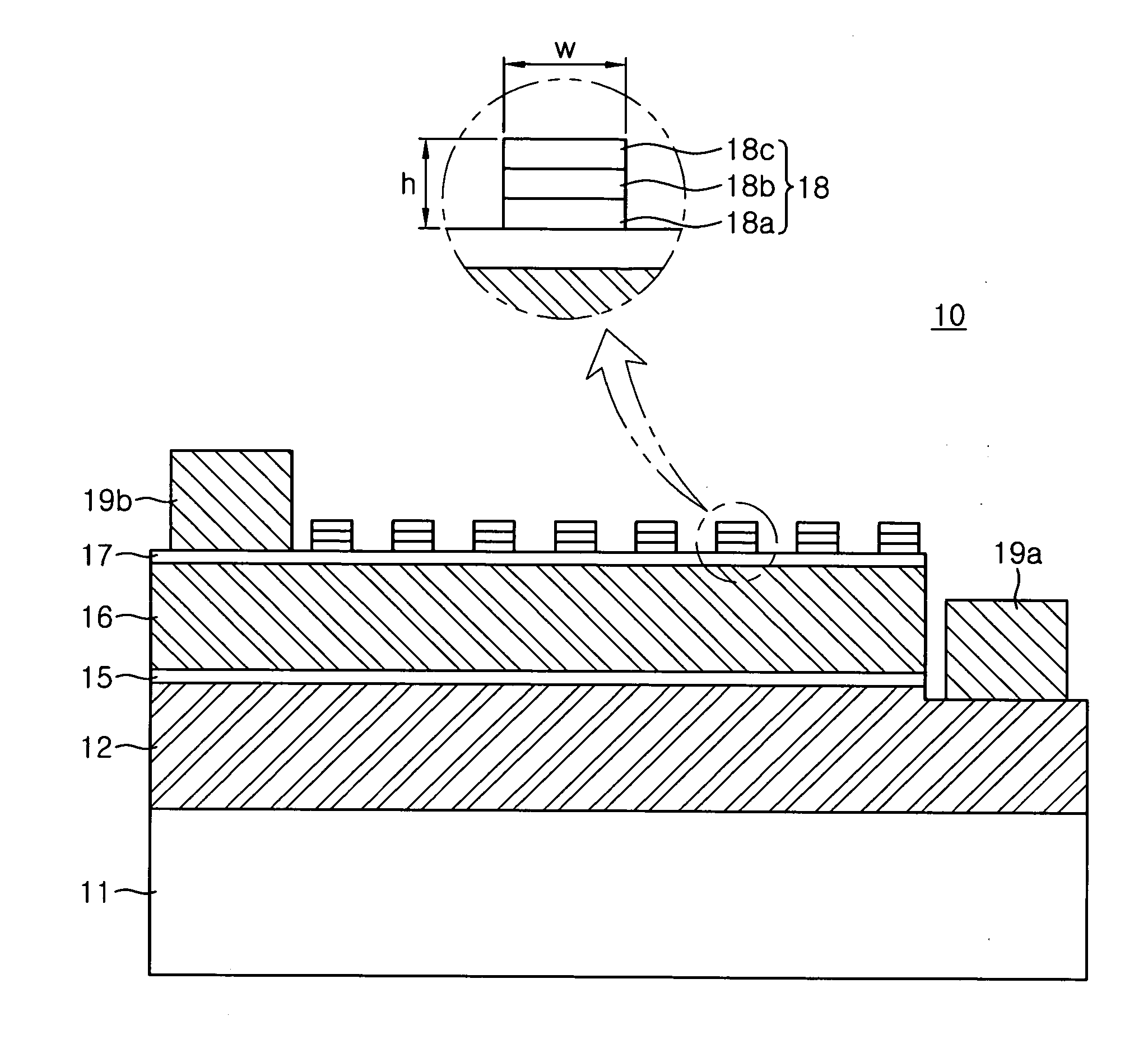 Light emitting device with fine pattern