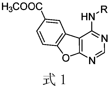 A kind of 4-substituted amino-6-methoxycarbonylbenzofuro[2,3-d]pyrimidine compound and its preparation and application