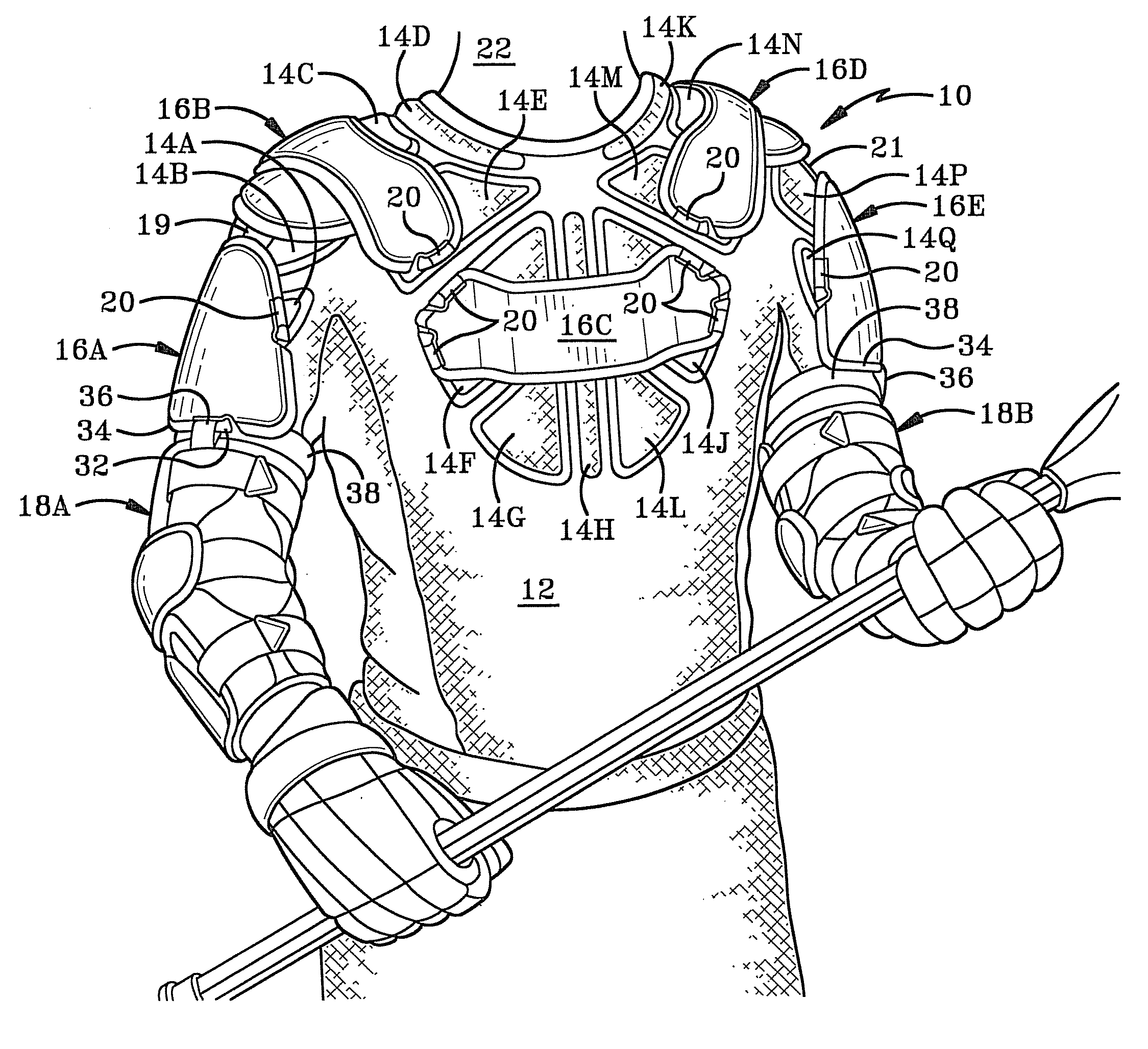 Lacrosse shirt and protective pad assembly