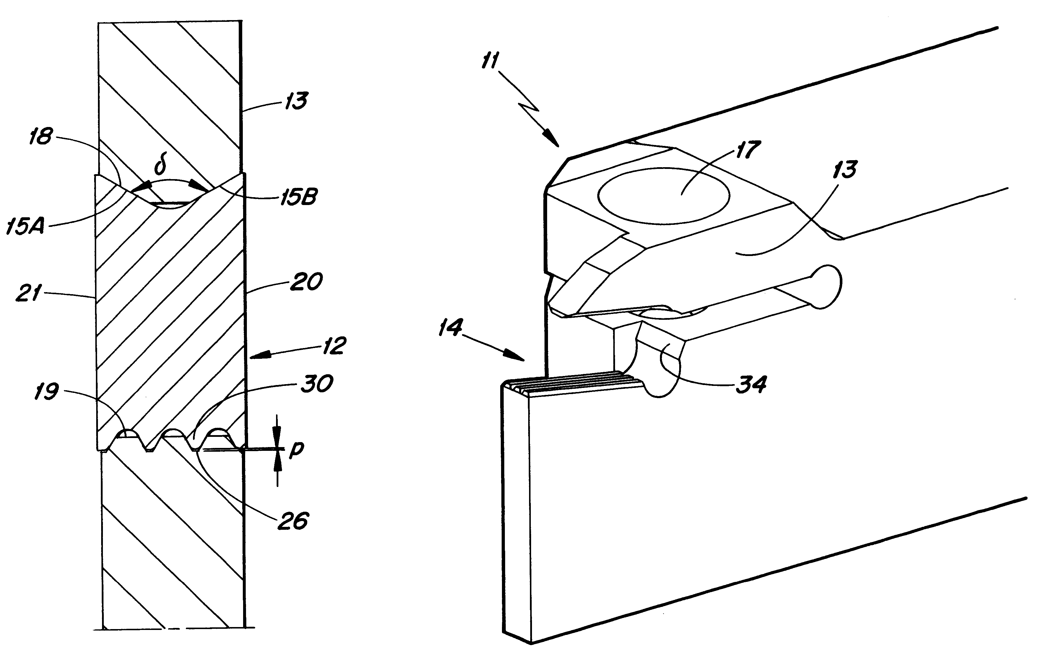 Tool and insert for chip removal machining