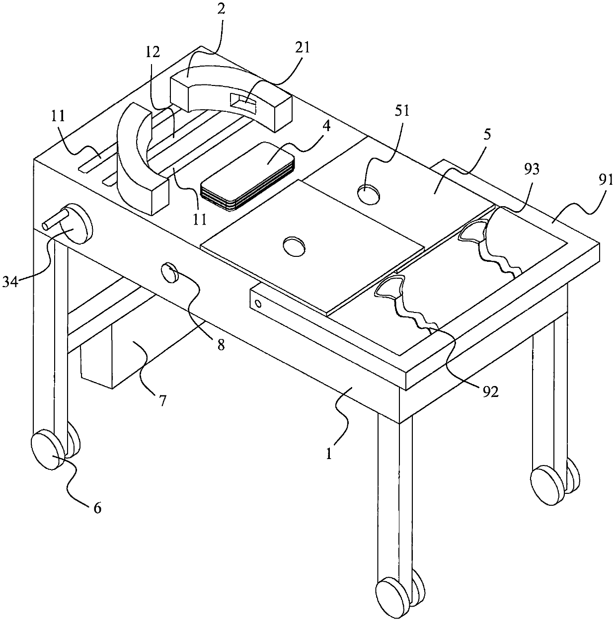 Examination couch for eye examination of infants