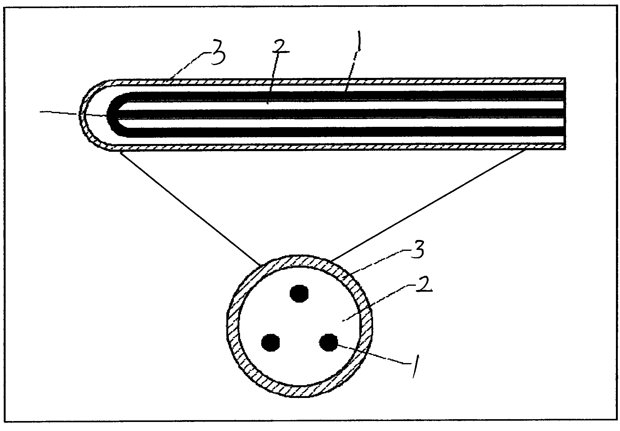 Three-phase super-long high-power heating pipe for oil well