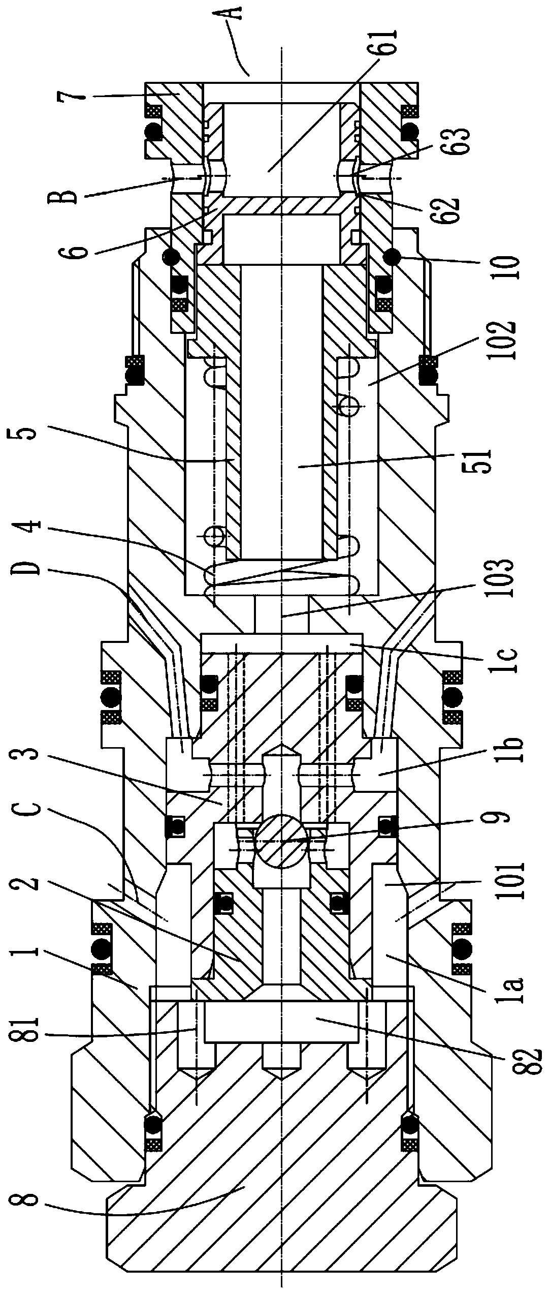 A cartridge type pressure compensating valve