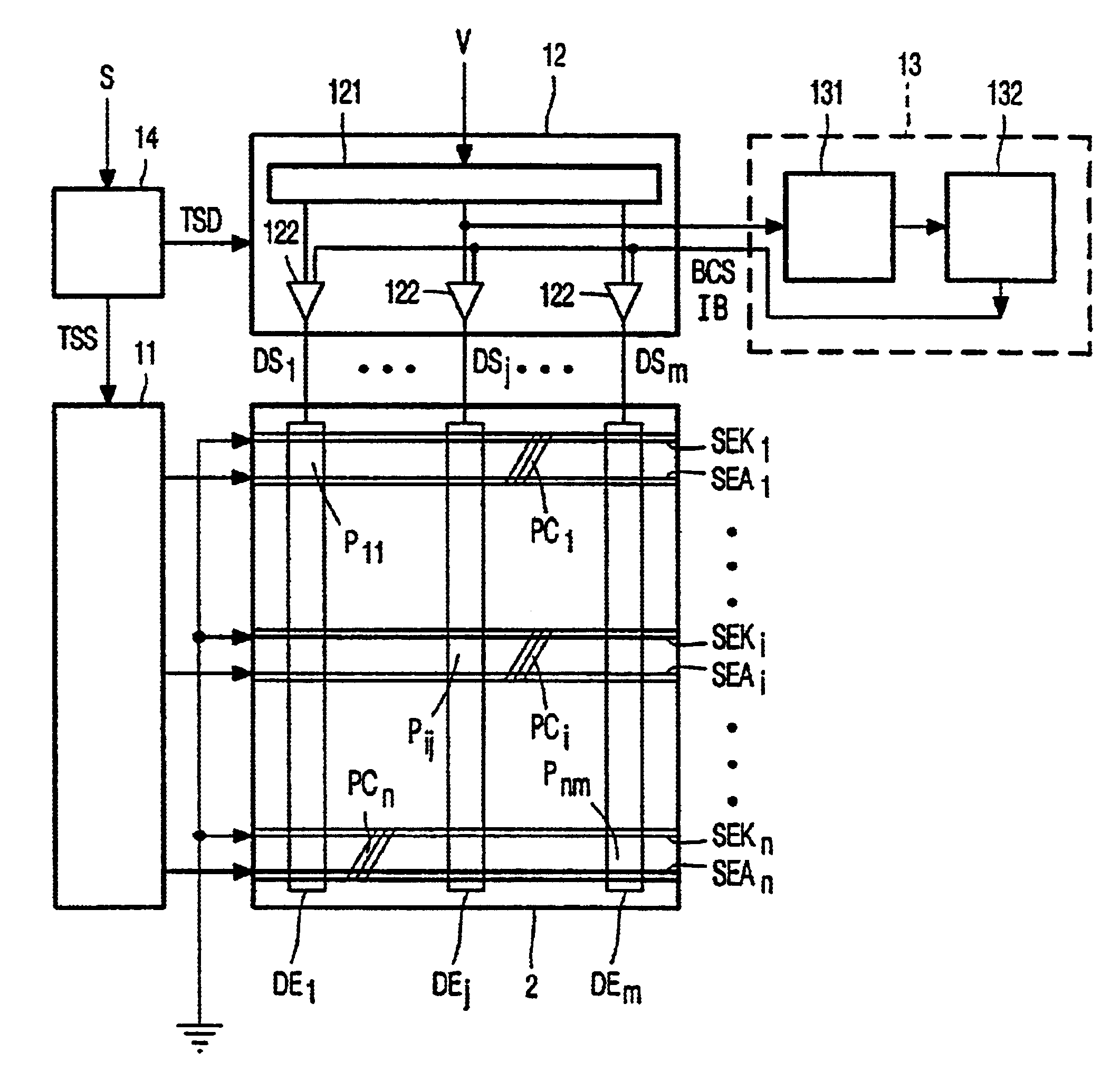 Driving a matrix display panel