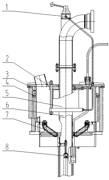 Pneumatic compacting self locking type oil tank gas recycling and sealing device arranged on top of train