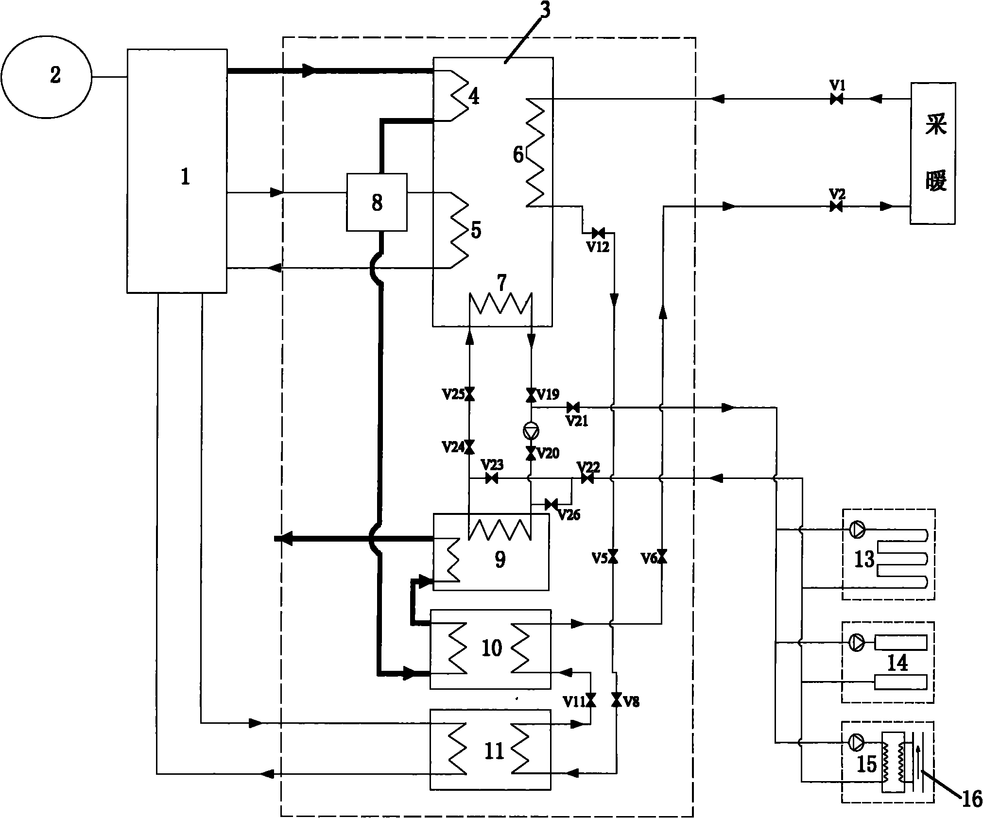 Heat-gaining combined heat and power system