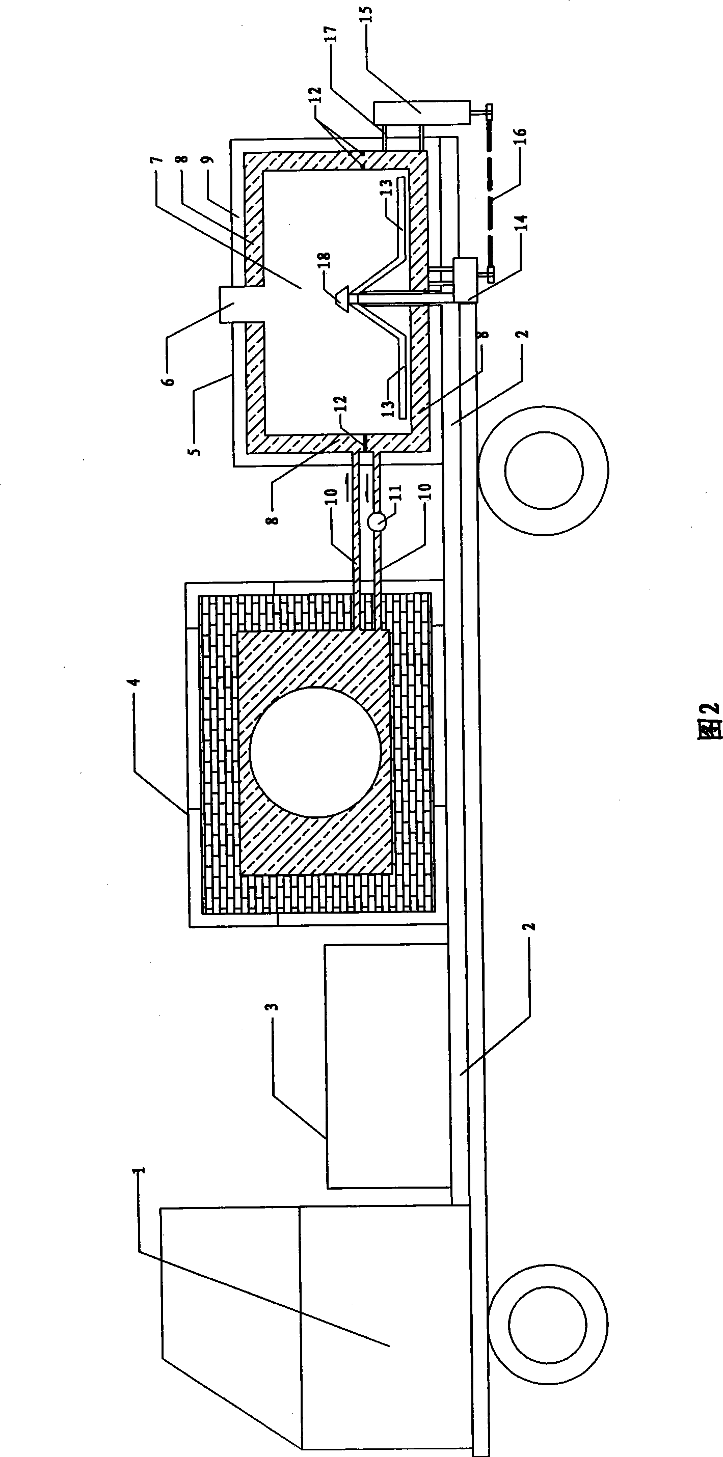 Mobile bitumen regenerated heat mixing device