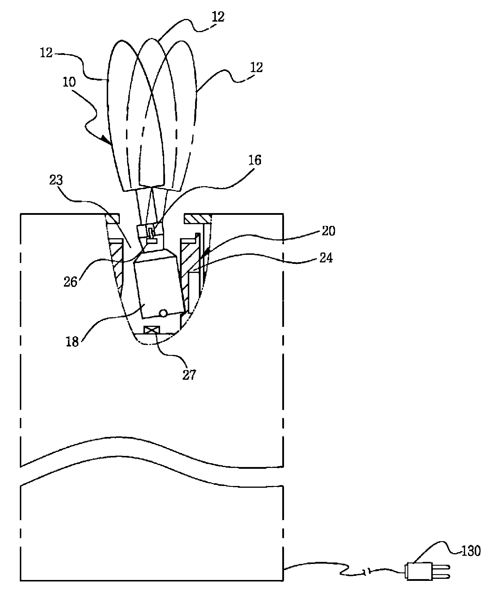 Portable electric candle having a lamp pendulating and rotating simulataneously