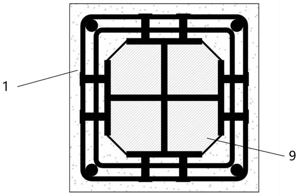 Composite column with ultra-short studs and double-layer high-strength spiral stirrups and construction method