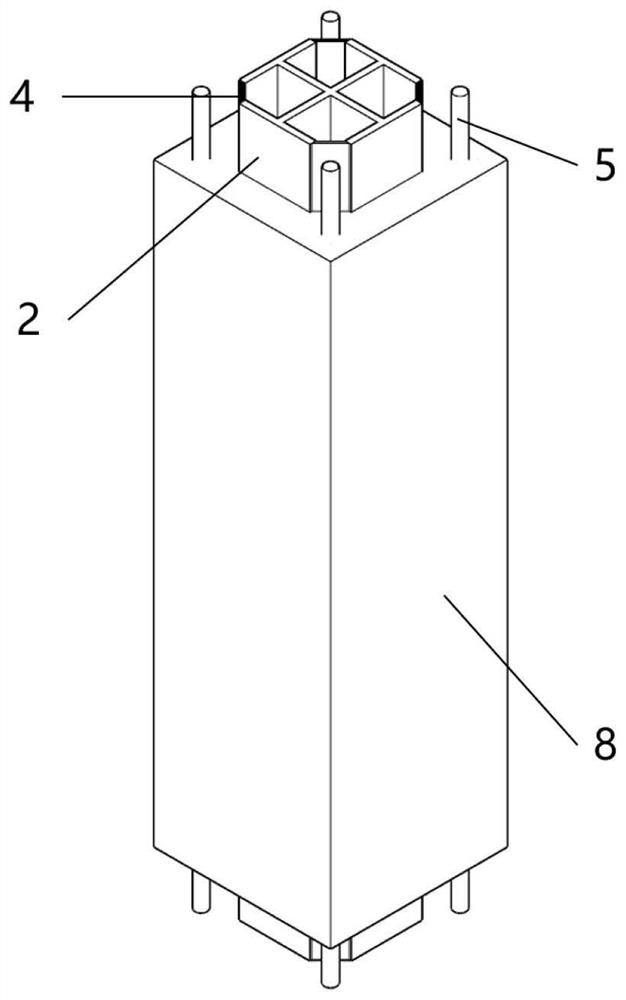 Composite column with ultra-short studs and double-layer high-strength spiral stirrups and construction method