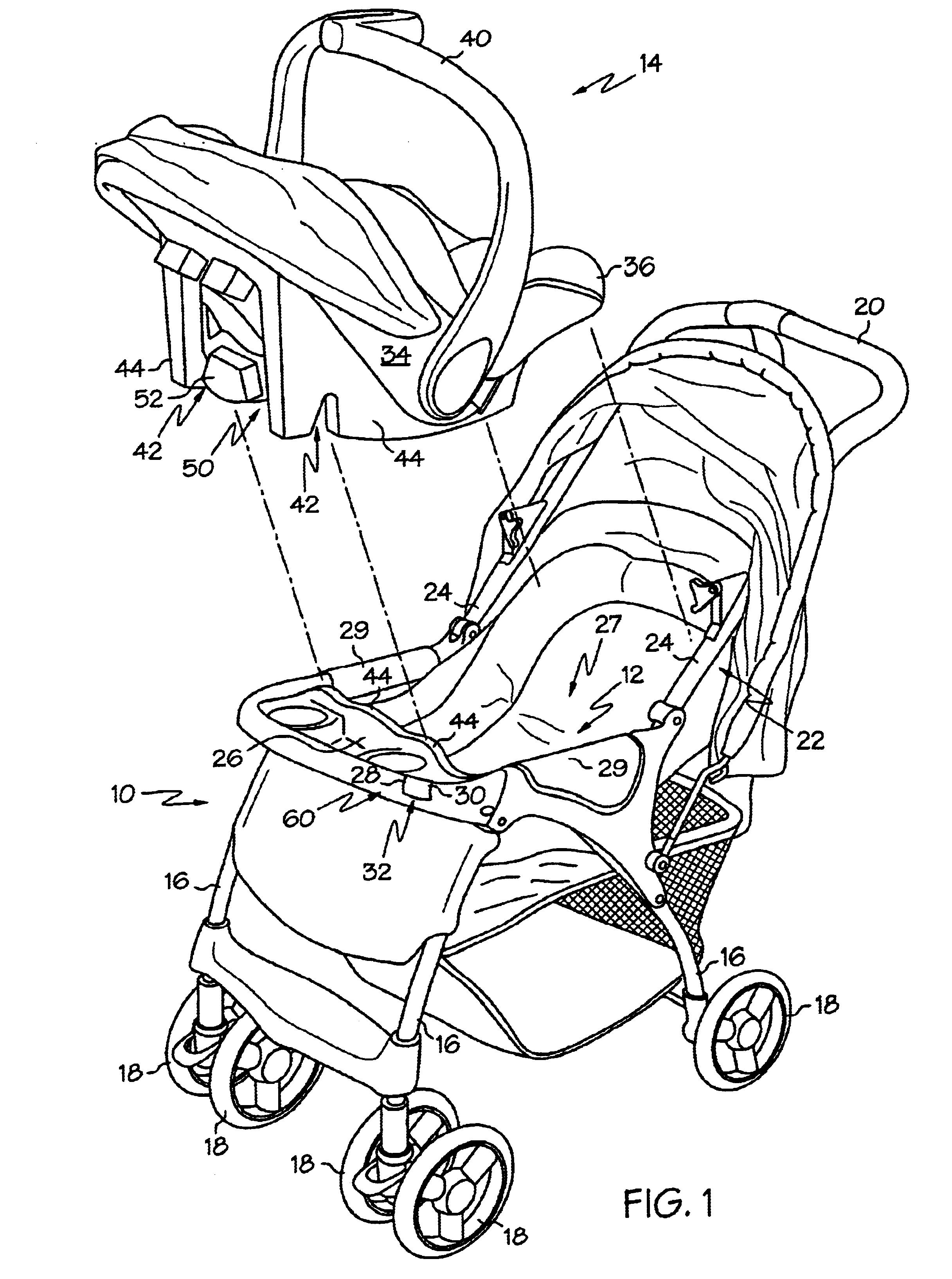 Infant carrier-receiving component with indicator