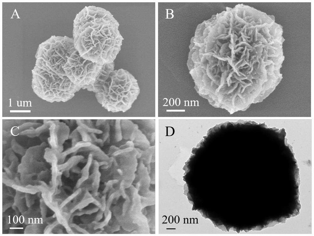 Hollow nitrogen-doped nickel oxide/nickel/carbon composite material, preparation method and application