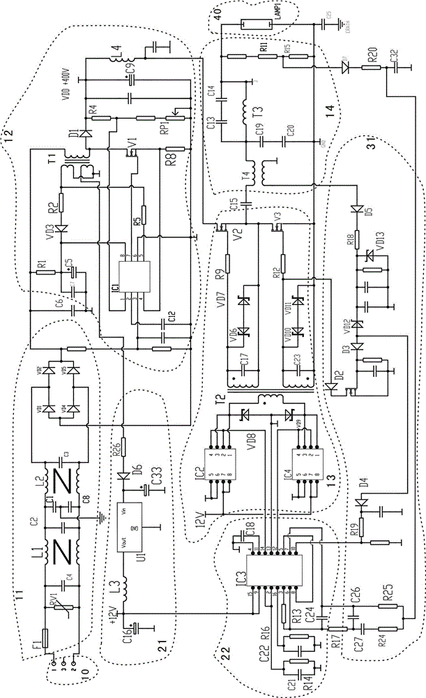 High pressure gas discharge lamp 750khz driving method and circuit