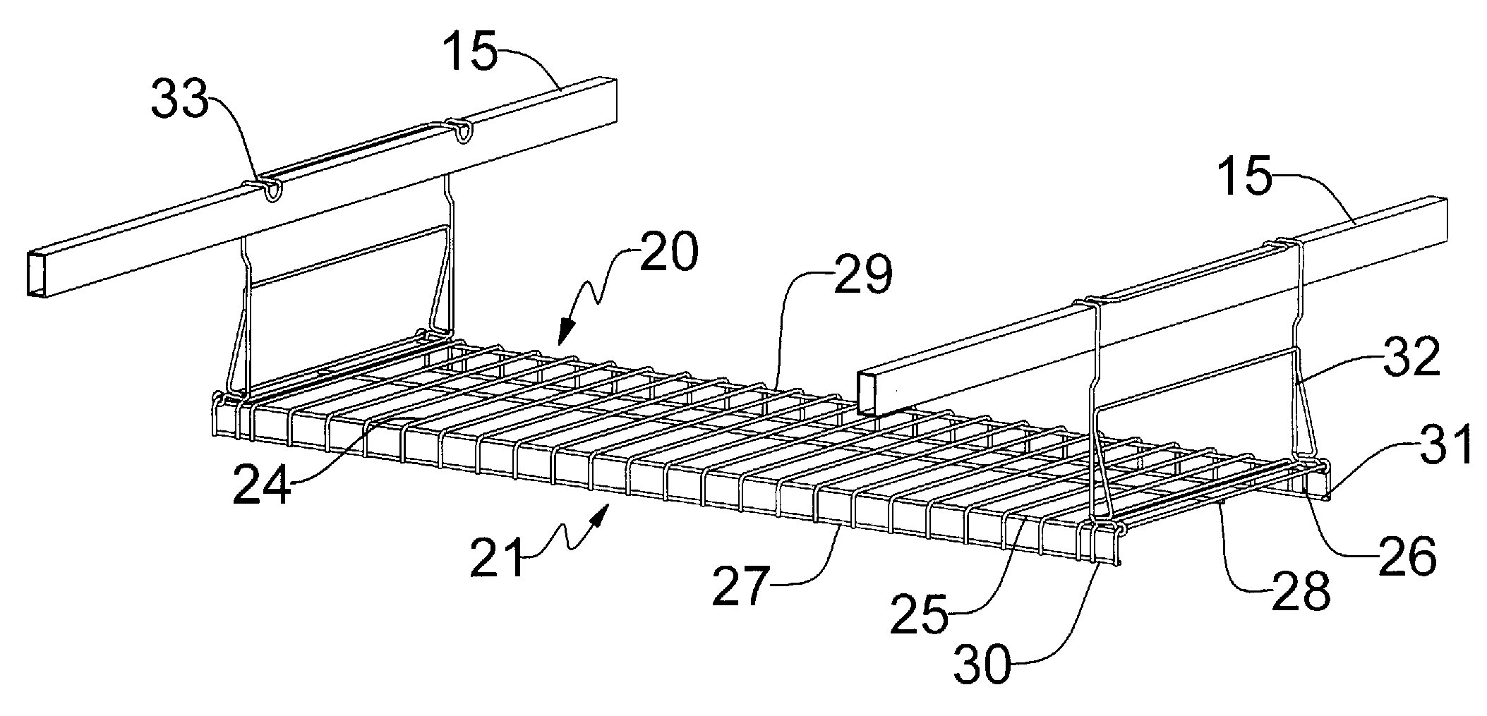 Hanging shelving system