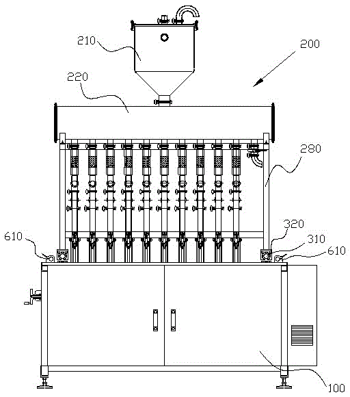 A filling equipment with quick line change function