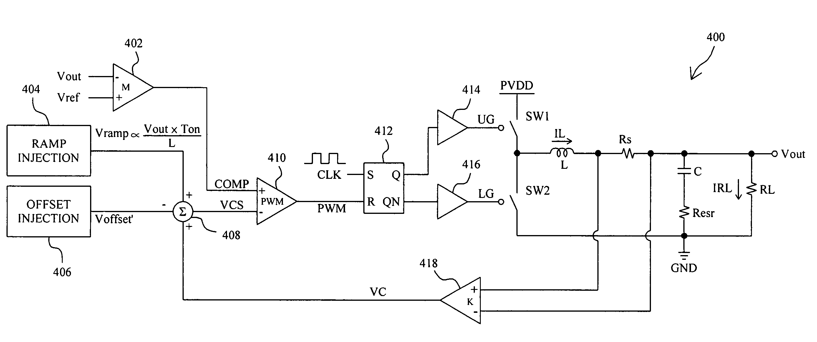 Current feed-through adaptive voltage position control for a voltage regulator