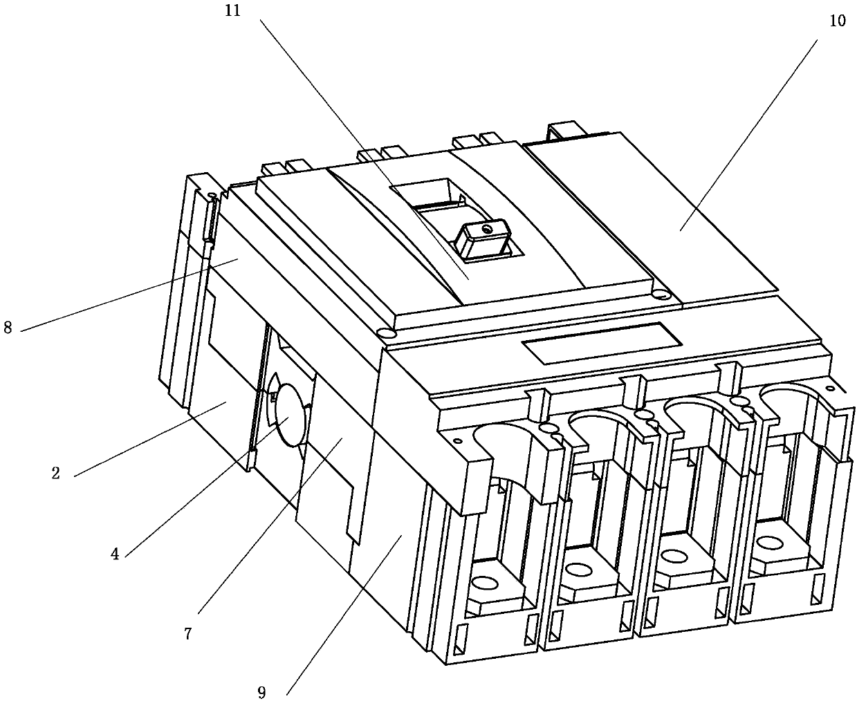 Double breakpoint moulded case circuit breaker having modularized structure