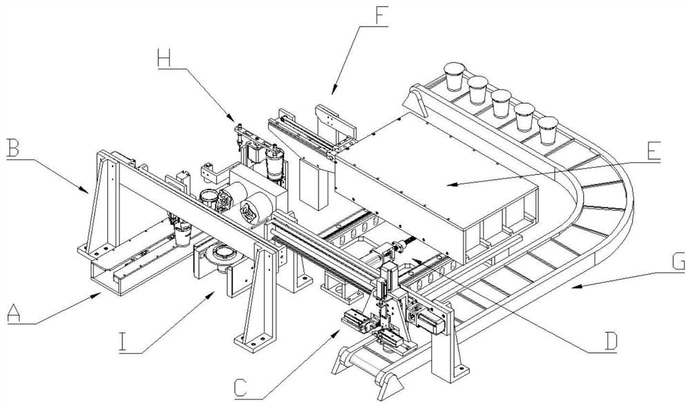 Milky tea cup conveying line in full-automatic milky tea machine