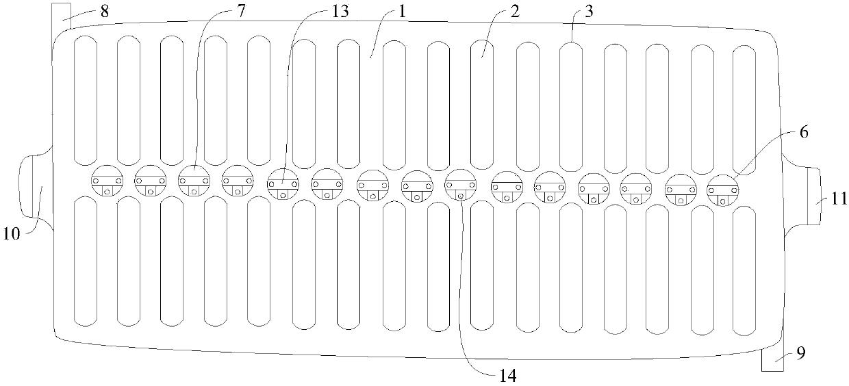 Vehicle-mounted condenser end plate with built-in adjustable runner