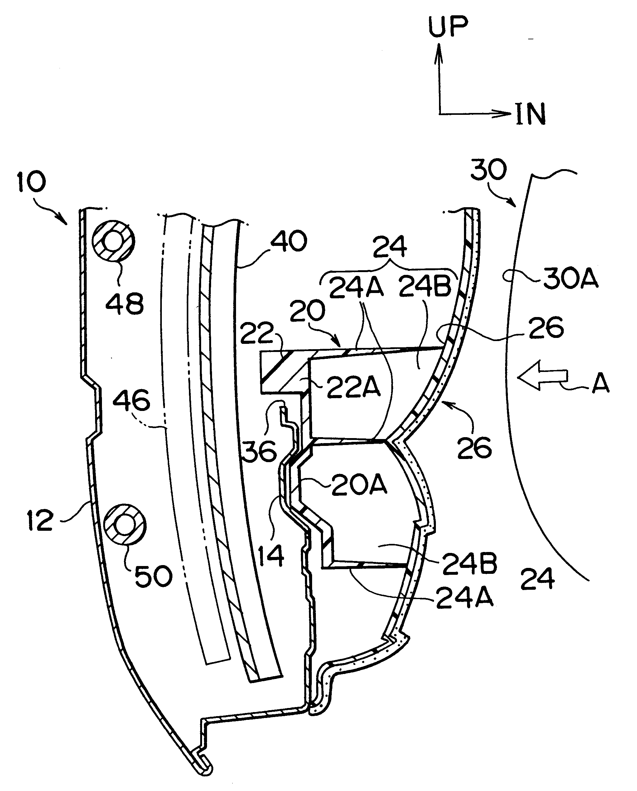 Energy absorbing structure of vehicular door