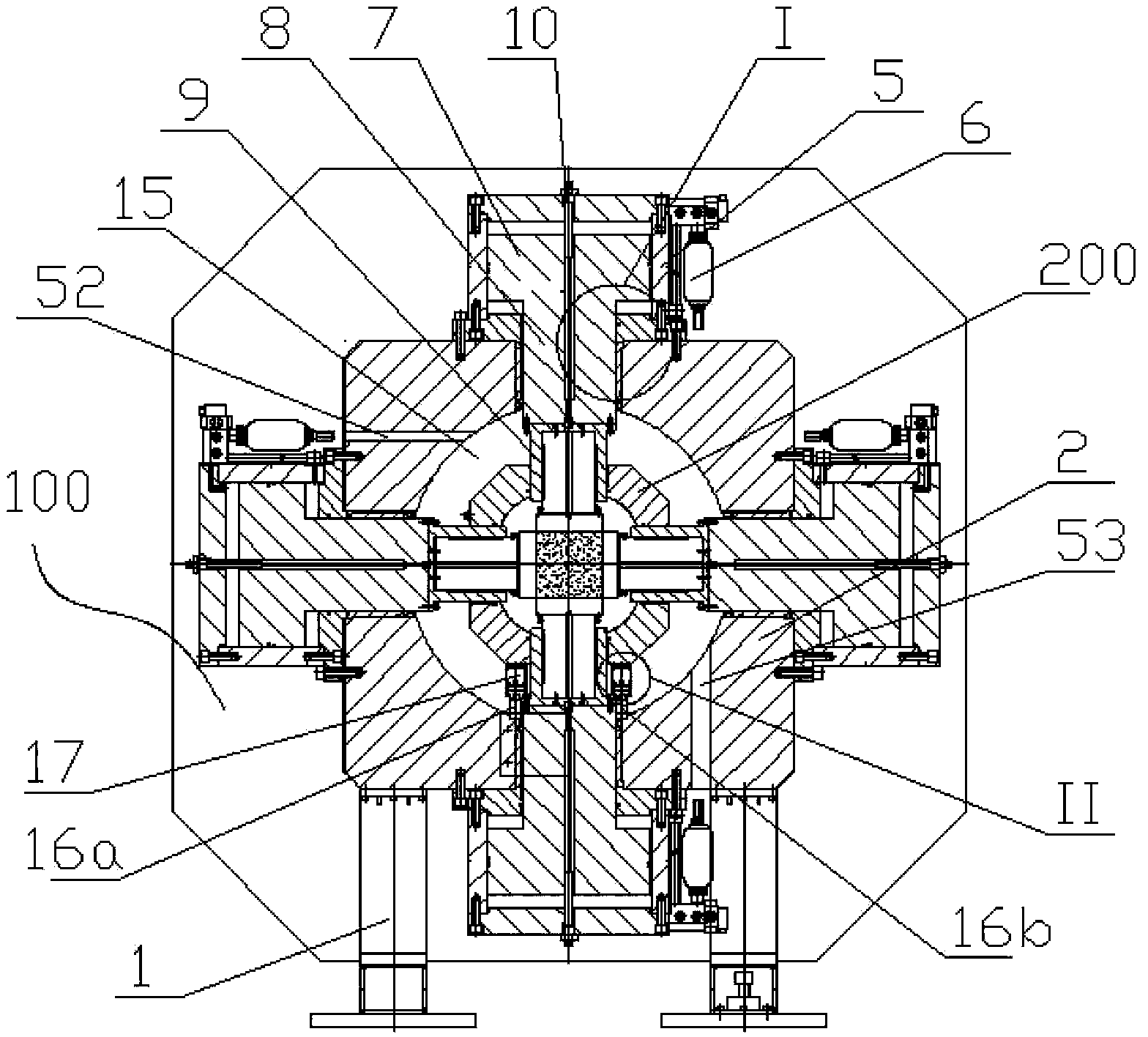 Multifunctional true triaxial flow solid coupling pressure chamber