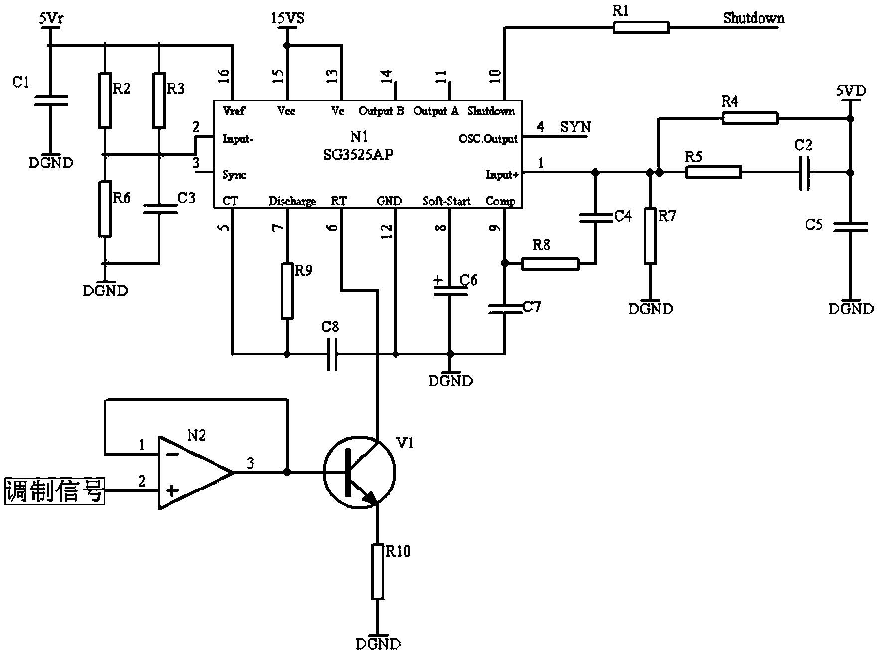 Synchronous spread spectrum circuit and method applied to program control direct-current power supply