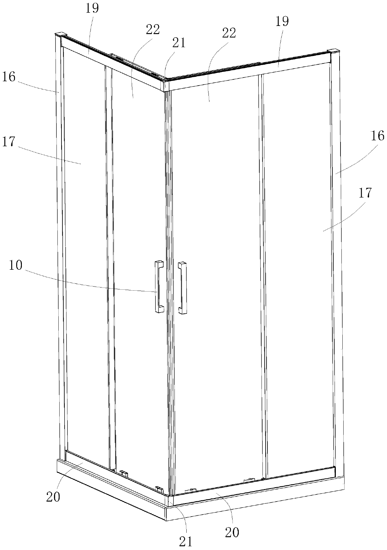 Shower room sliding wheel component and easily mounted shower room with same