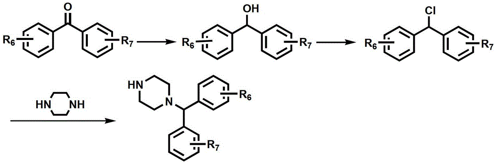 Substituted benzhydryl piperazine derivative and preparation method and application thereof