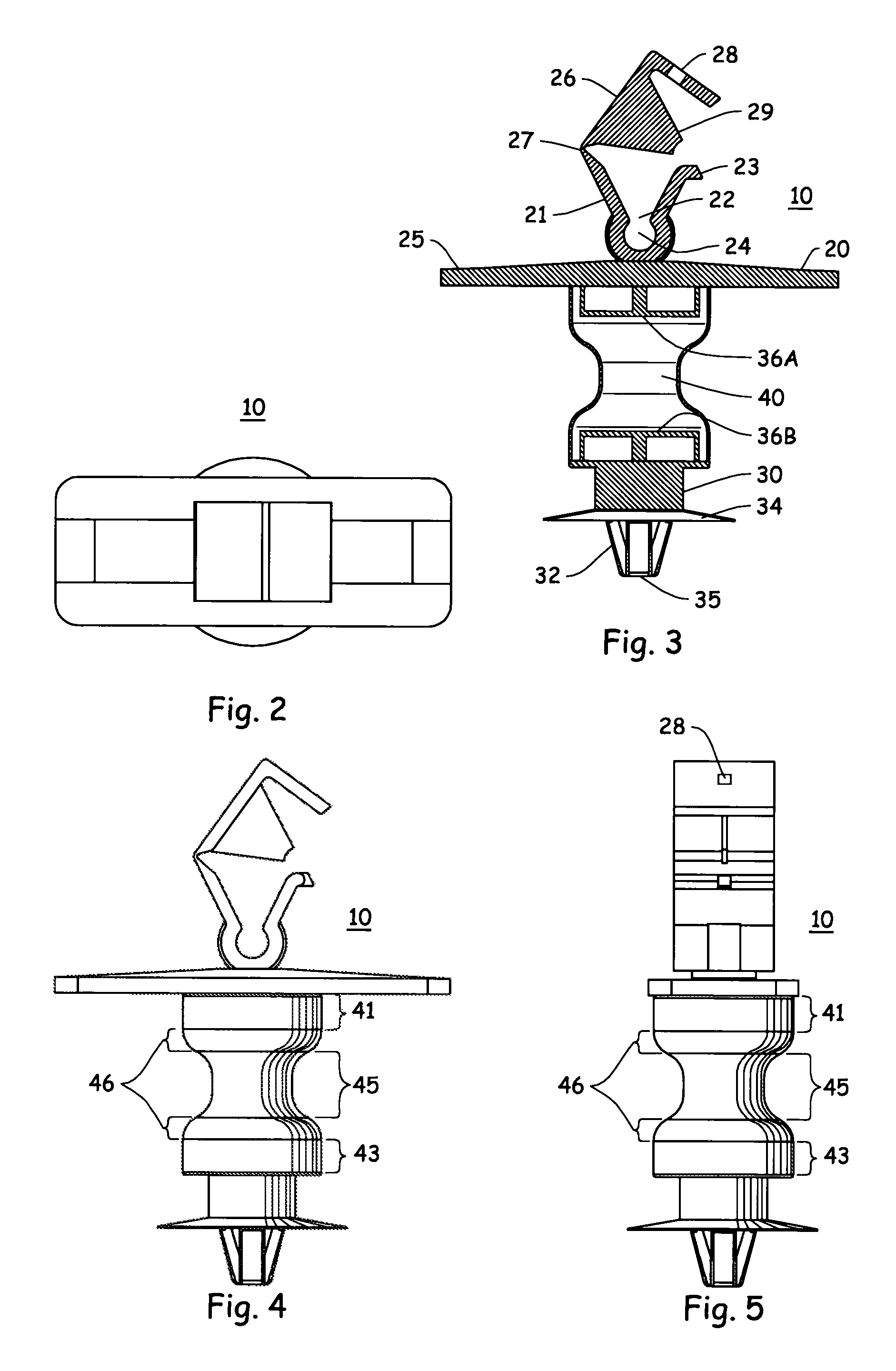 Mounting clip with improved noise vibration and harshness damping