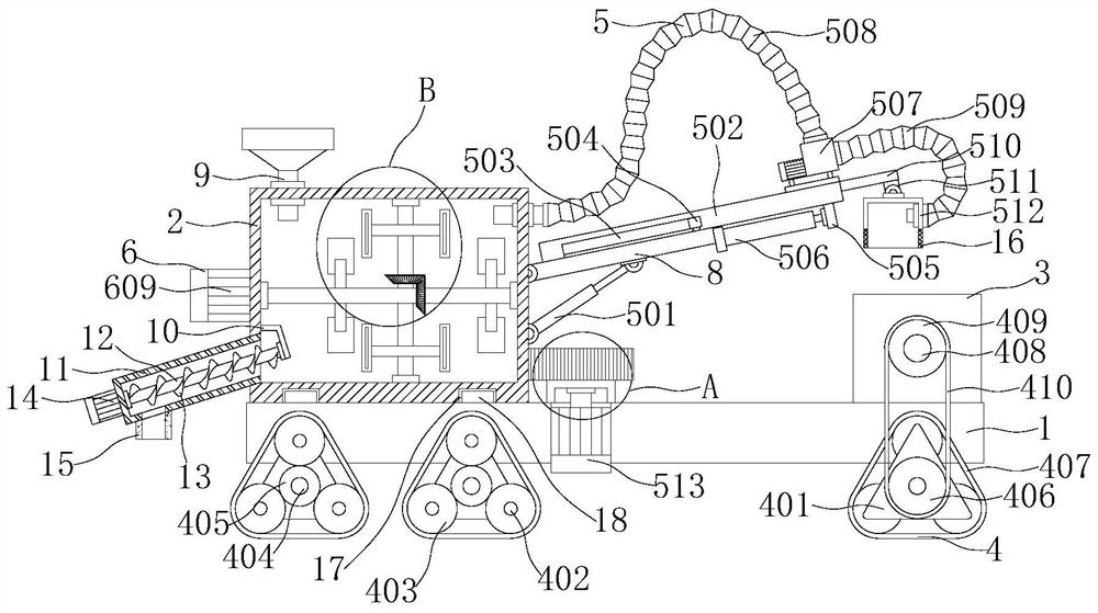 Debris flow obstacle removing device for continuously excavating highway machinery