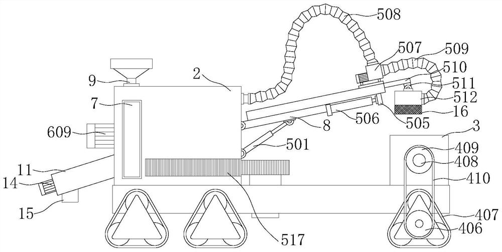 Debris flow obstacle removing device for continuously excavating highway machinery