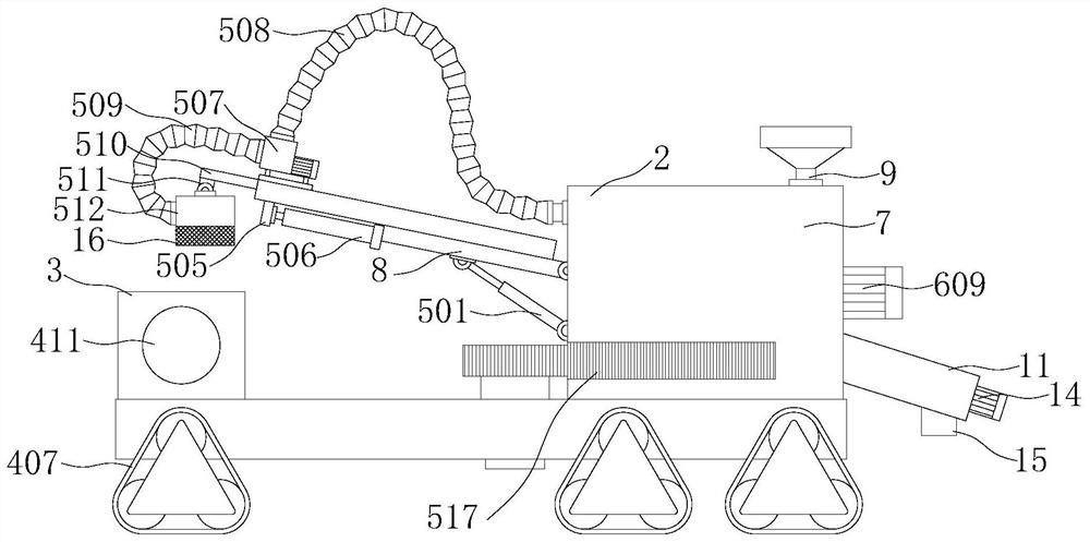 Debris flow obstacle removing device for continuously excavating highway machinery