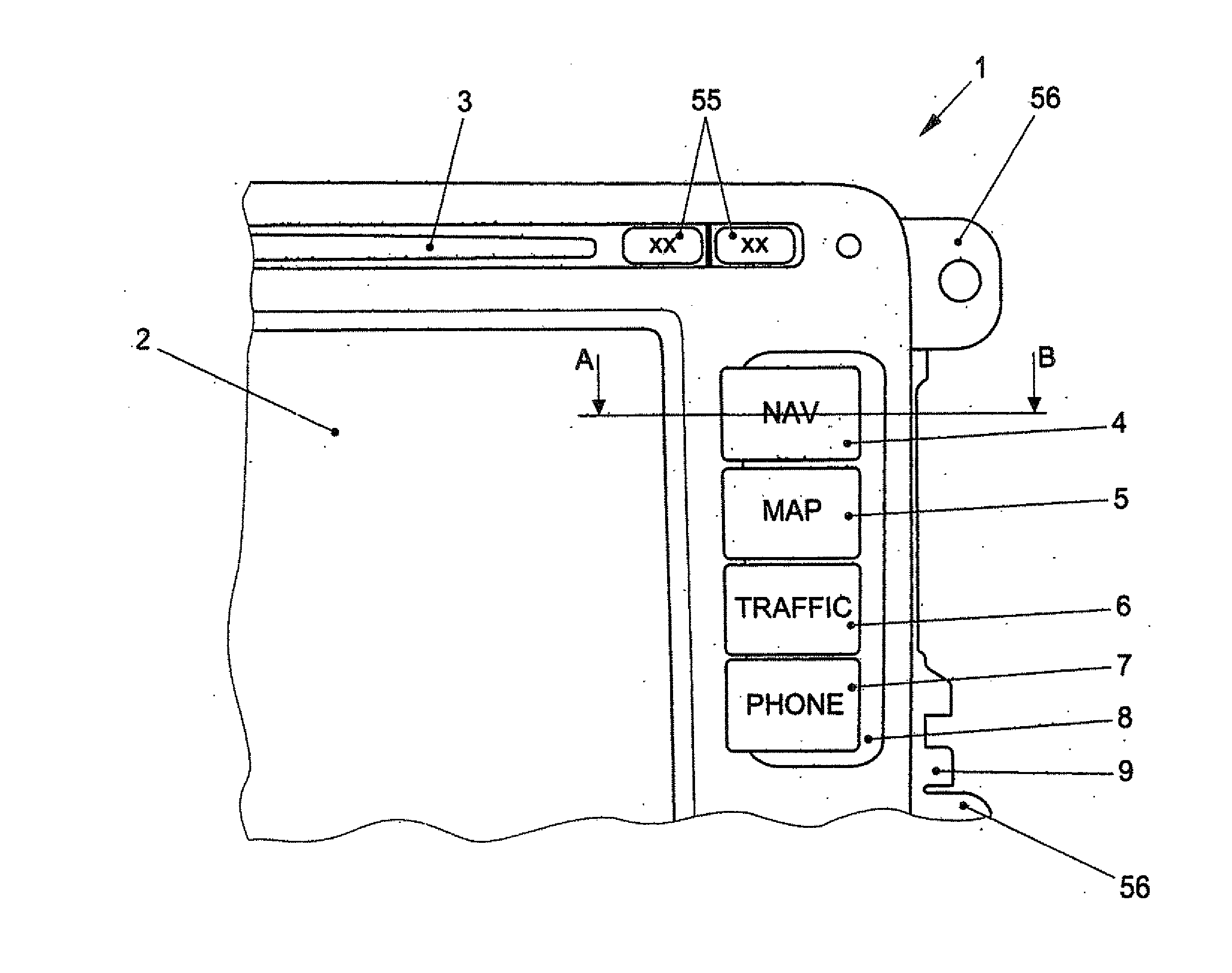 Multifunction display and operating device in a motor vehicle