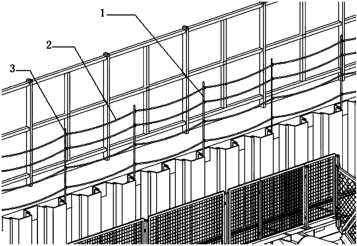 Pipe gallery foundation pit safety protection device and construction method