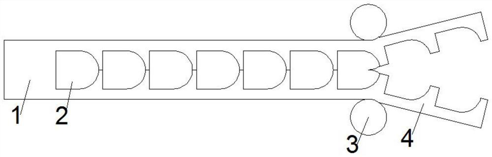 A kind of material guide device for stamping side material roll tape coiling of stamping parts