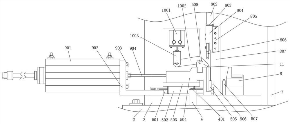 Terminal cutting and press-fitting device with H-shaped stamping head