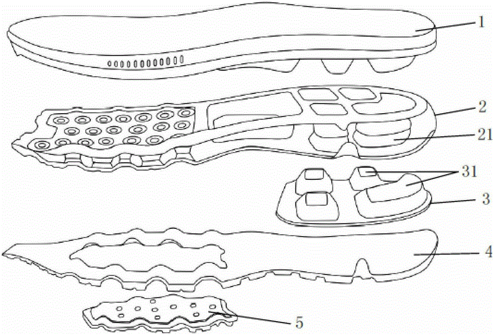 Air-cushioned sole of highly elastic sports shoes and production method thereof