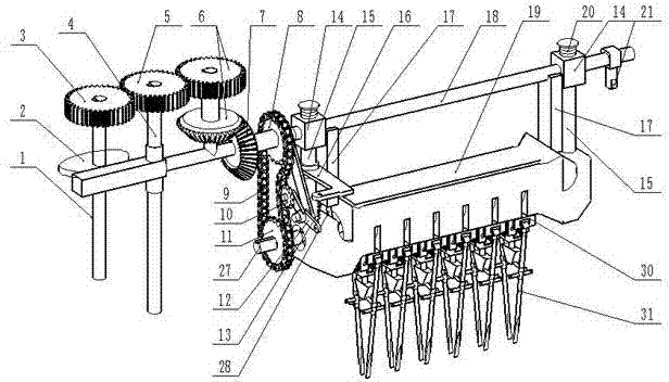 Rotary oscillation seedling transplanting device of dry filed plug seedling transplanter