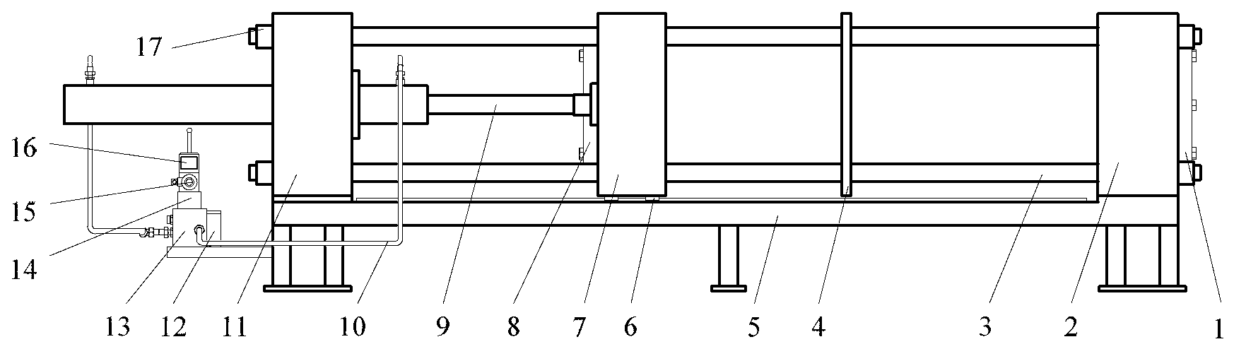 Hydraulic variable-stroke finely-tunable positioning locking type hydraulic cylinder testing rack