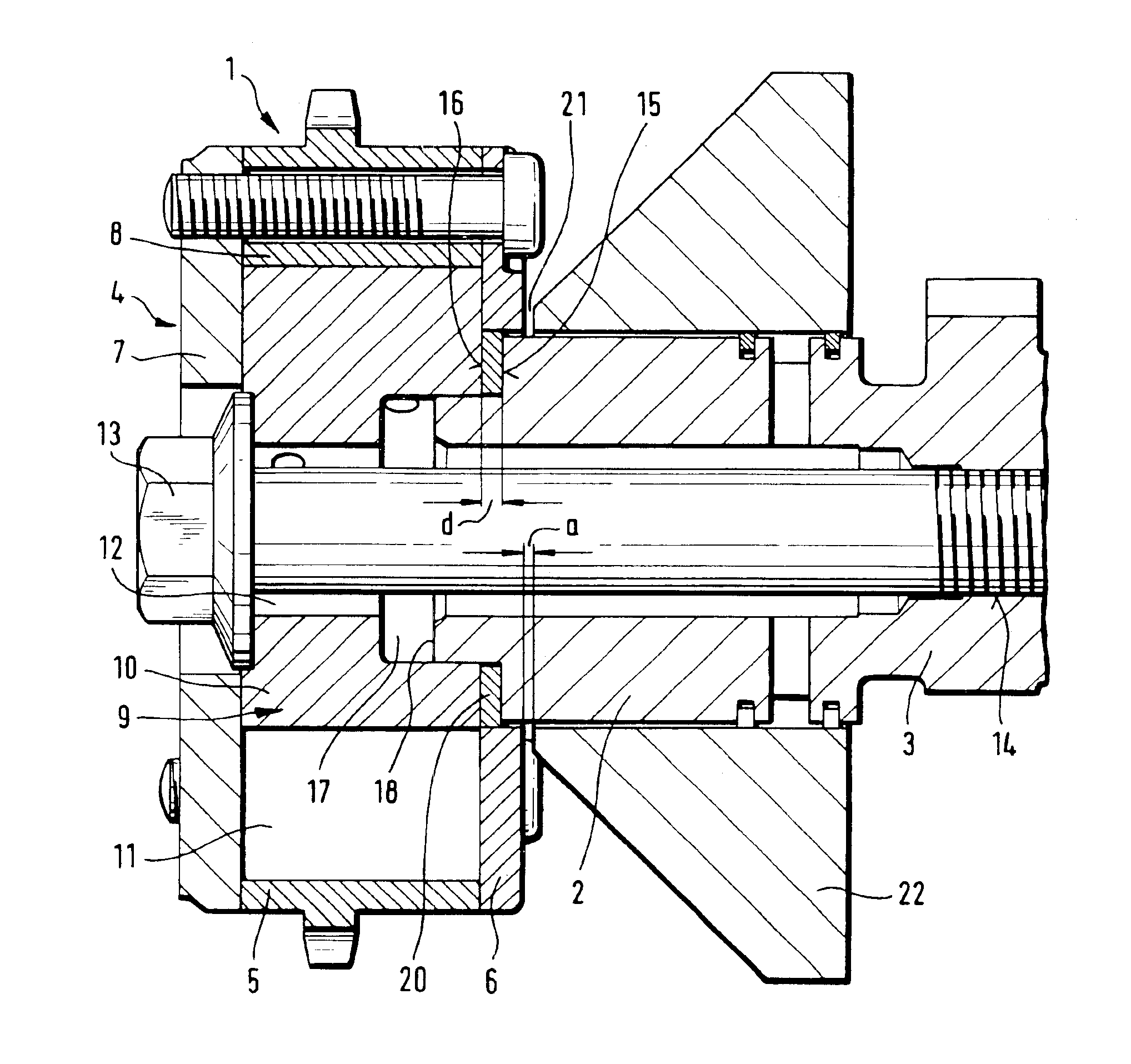 Internal combustion engine adjusting the rotation angle of a camshaft with respect to a crankshaft