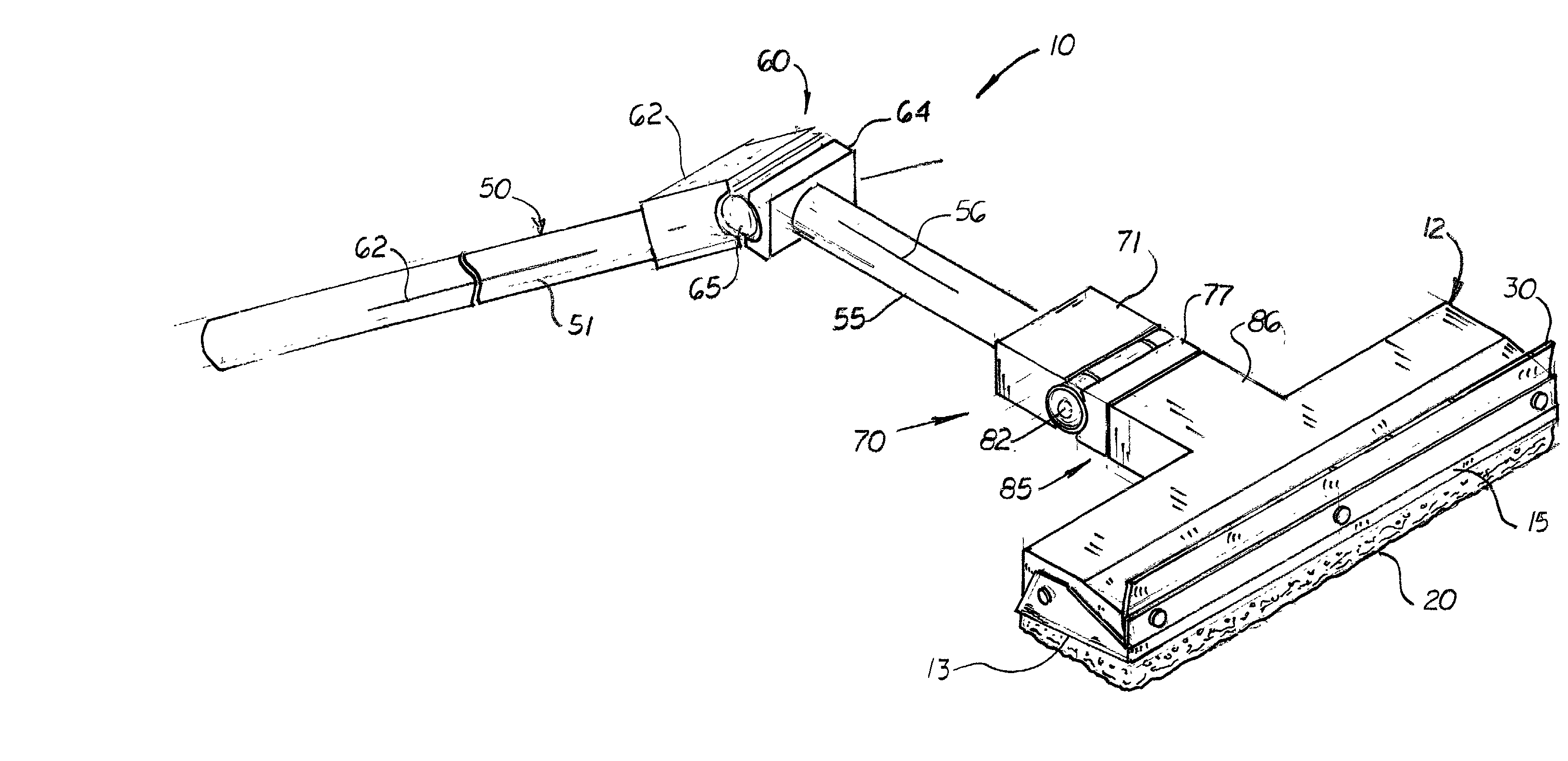 Low profile combination scrubbing and squeegee device