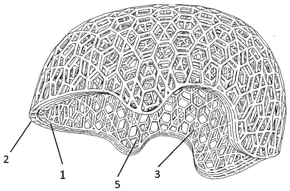 Self-adaptive lattice type 3D printing helmet buffer layer and manufacturing method thereof