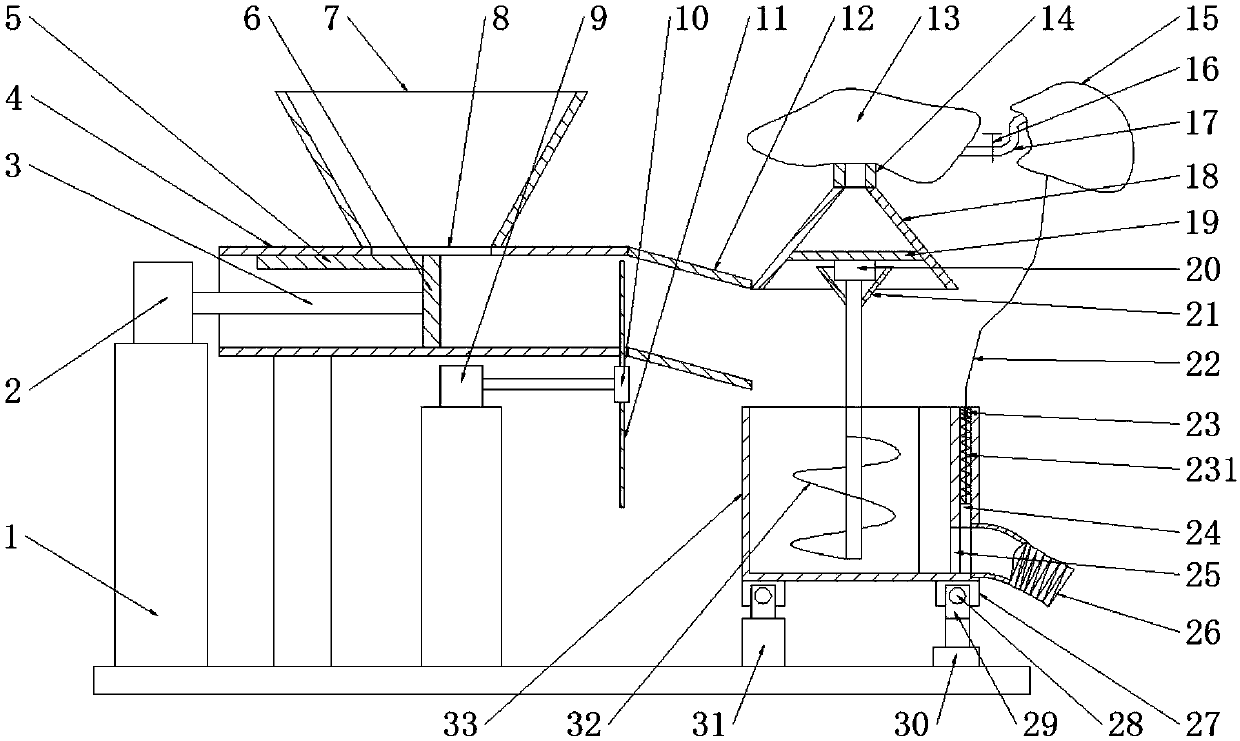 Device for processing pig feed