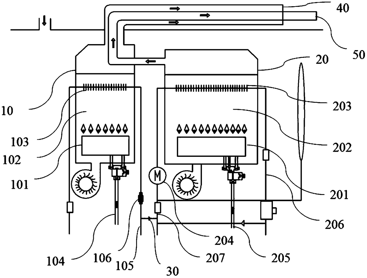 Double-gas device and gas water heater