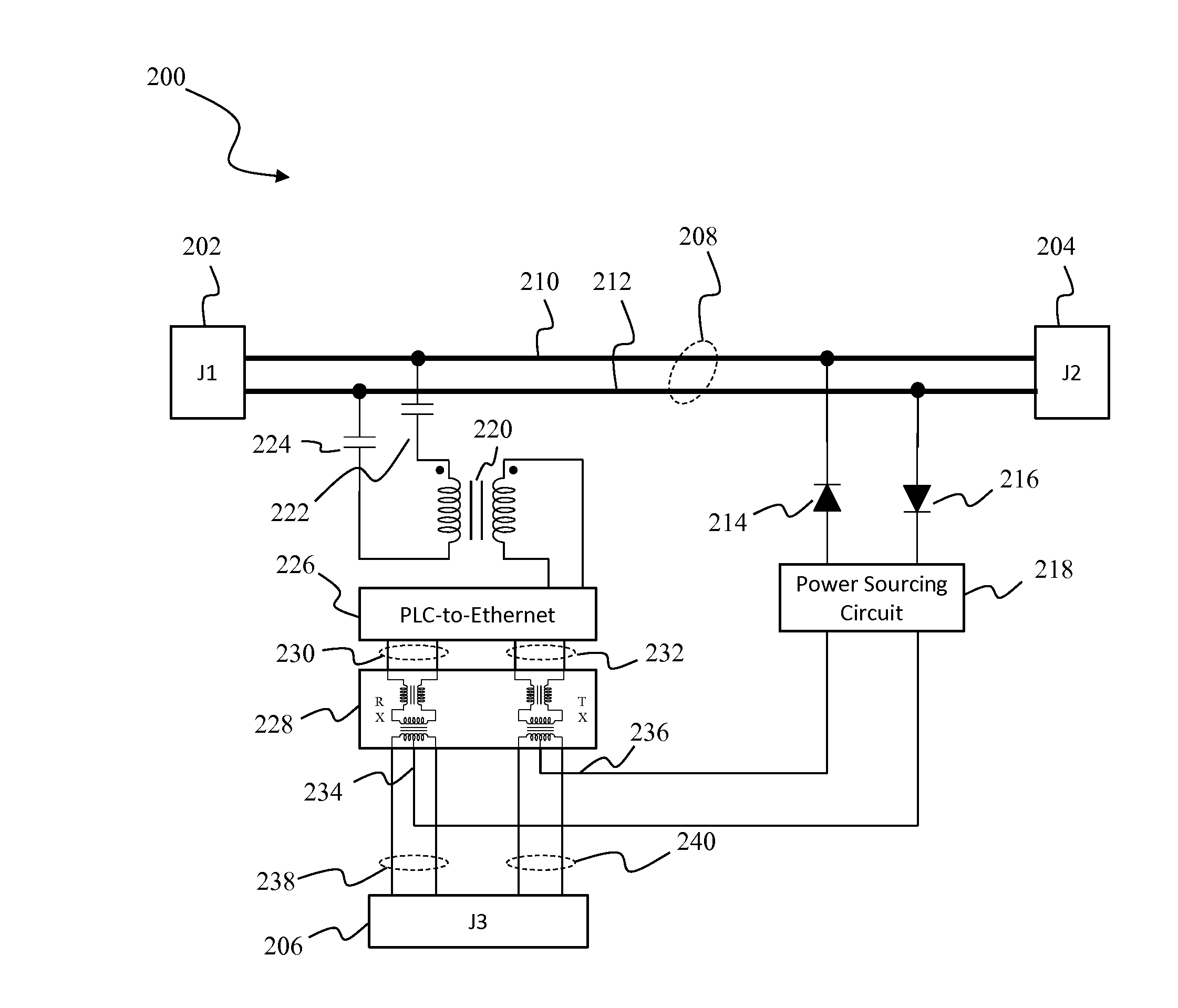 Coupler for power line communication and power-over-ethernet