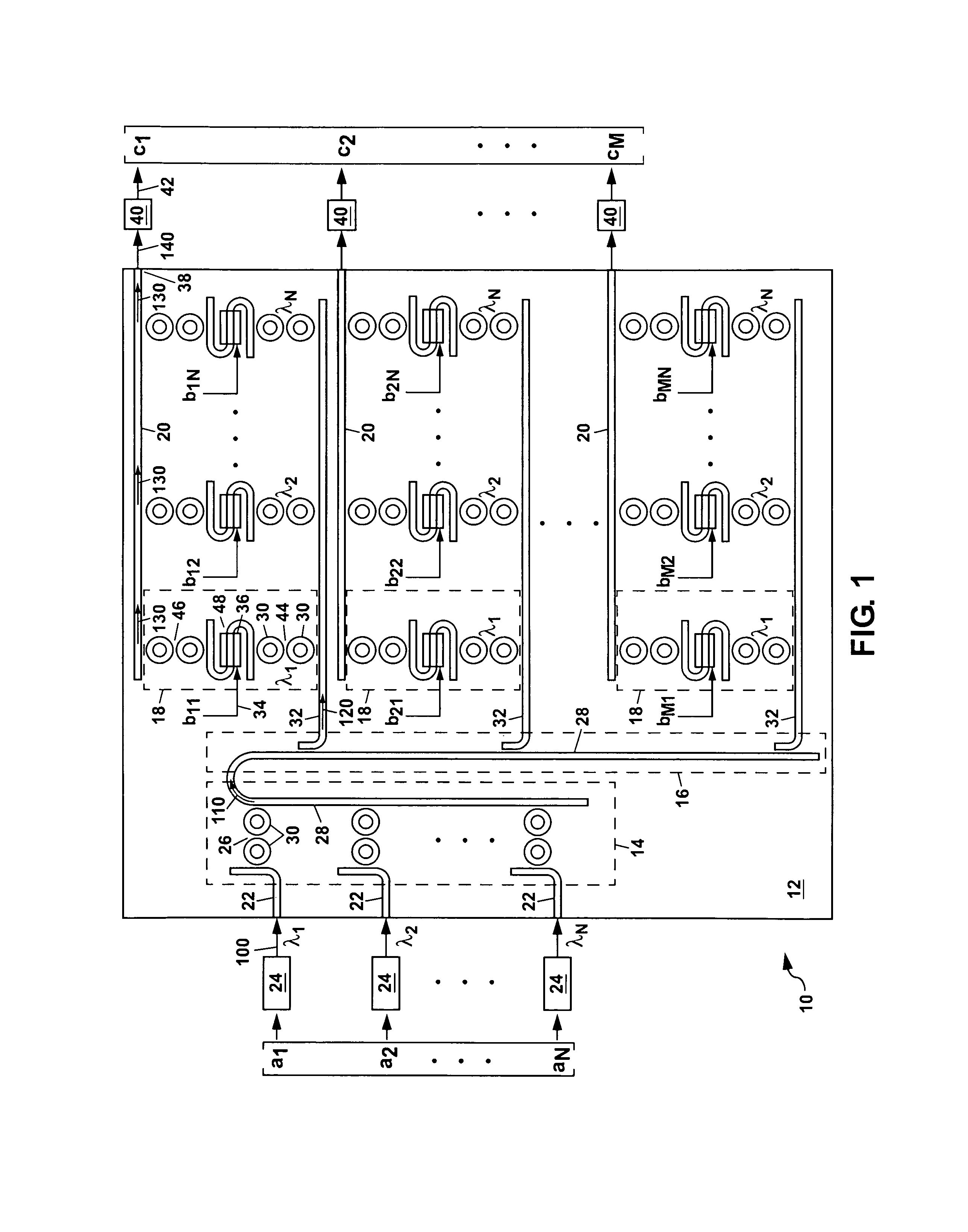 Integrated optic vector-matrix multiplier