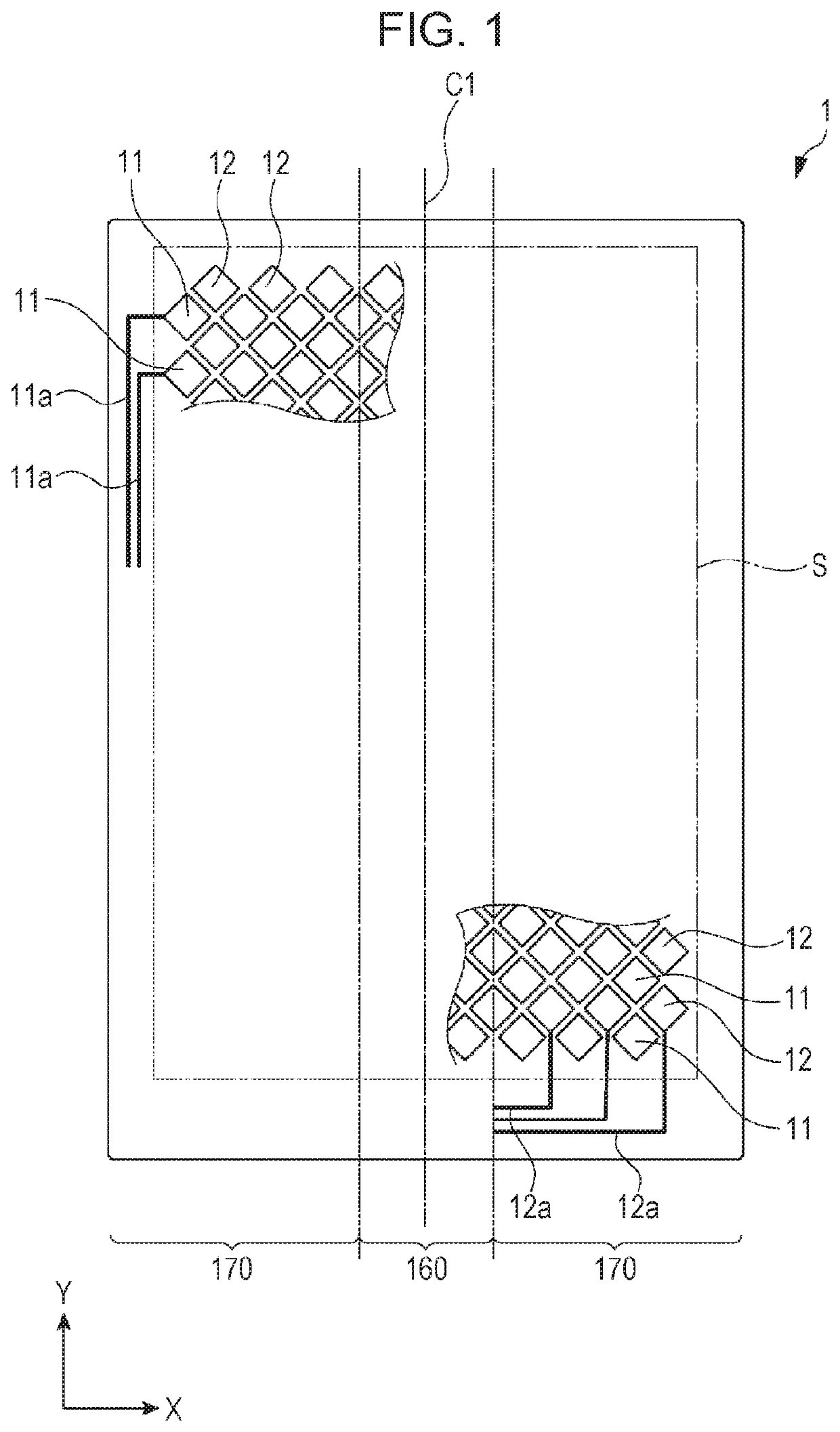 Capacitive sensor having bending portion and flat portion