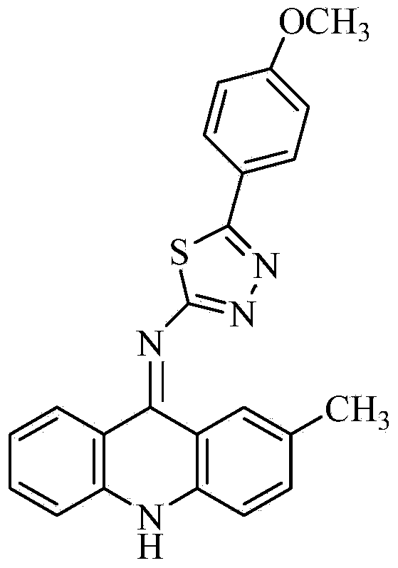 Acridine-1, 3, 4-thiadiazole type compound and preparation method and application thereof