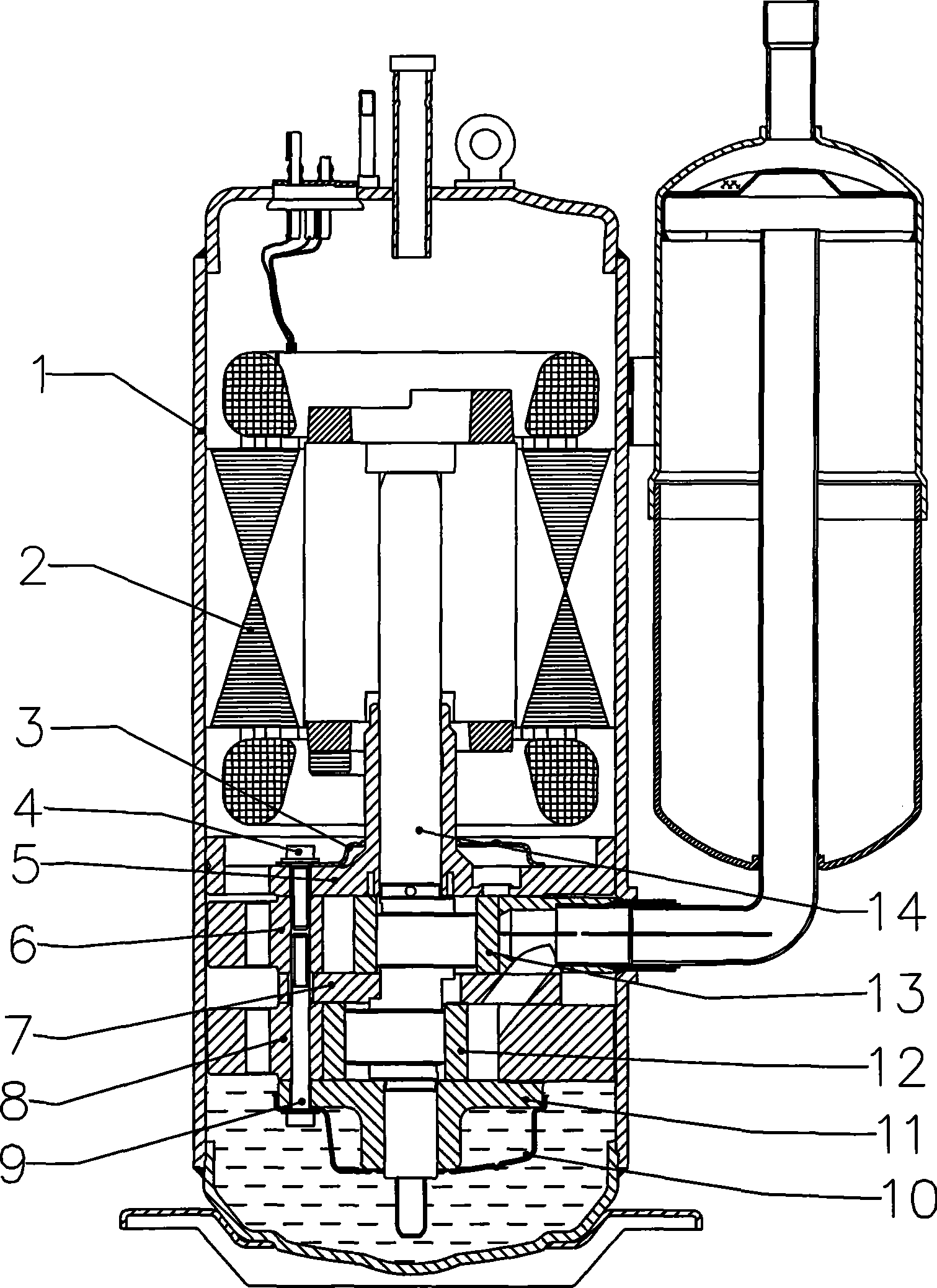 Assembling method of rotary double cylinder compressor pump body